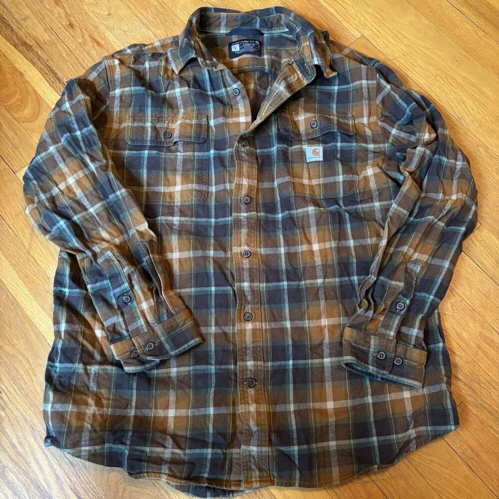 CARHARTT Men’s Flannel Shirt Top TW-4451 105439 Large Work Outdoor Fall